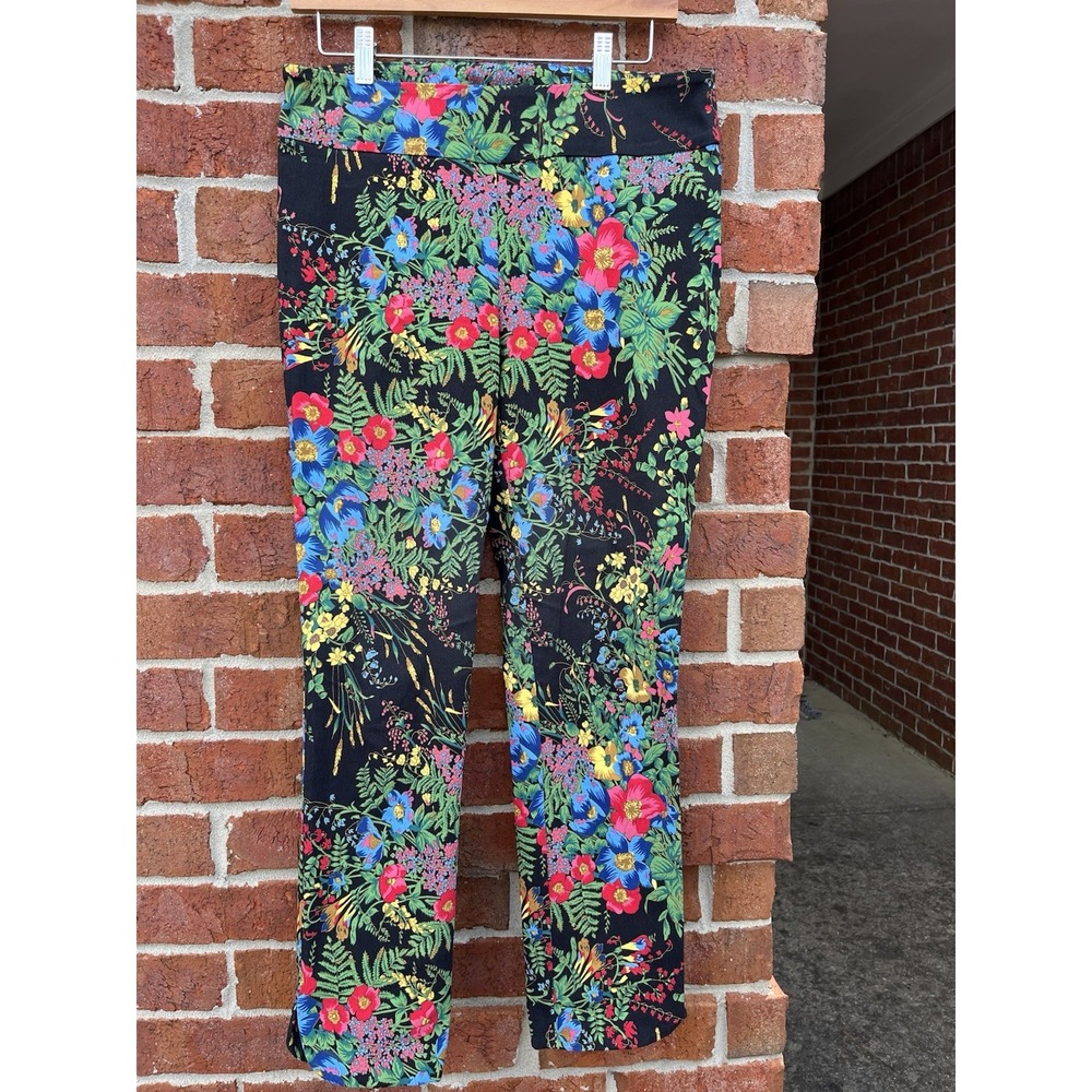 Soft Surroundings Multicolor Floral Slim Ankle Pants Women's Size M